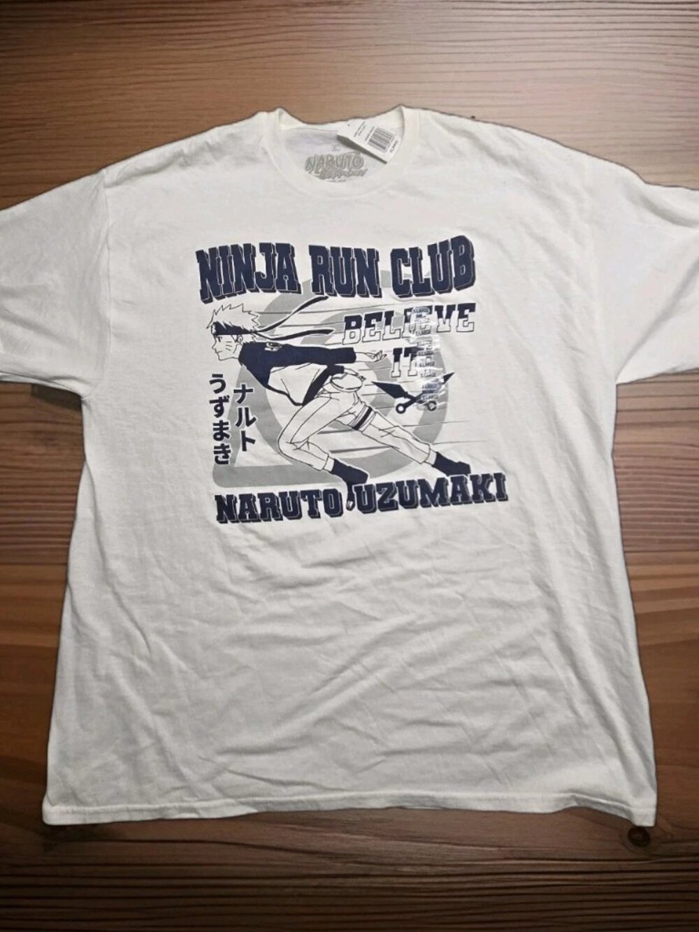 Naruto ‘Ninja Run Club’ Mens Graphic Anime T-Shirt White - Size XL